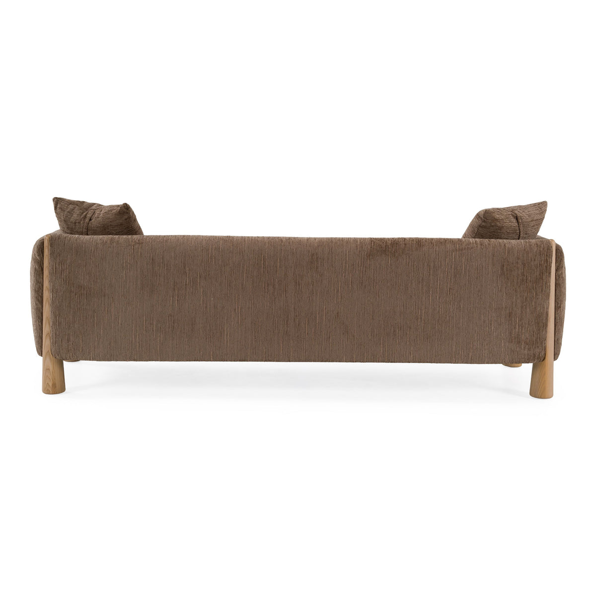 Brown Fabric Sofa, Contemporary Square Arm Couch with Wood Legs