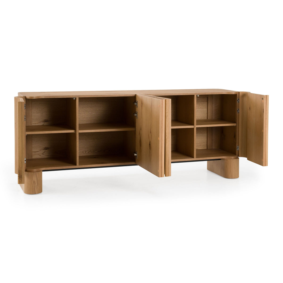 White Oak Sideboard Buffet, Modern Credenza Cabinet with Shelves
