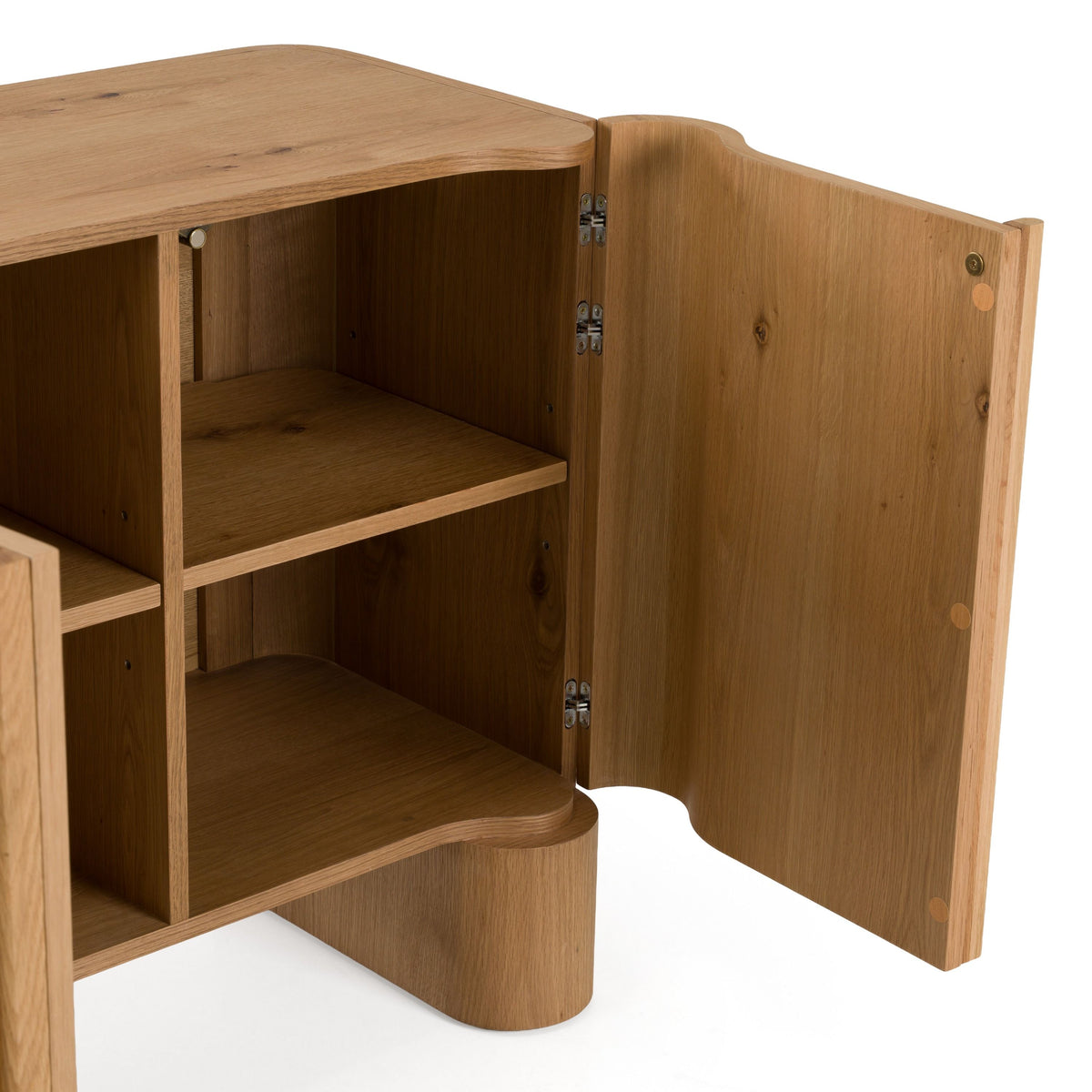 White Oak Sideboard Buffet, Modern Credenza Cabinet with Shelves