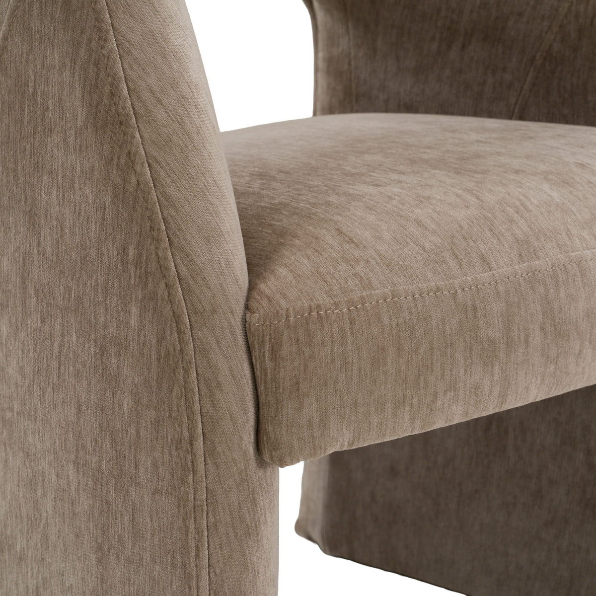 Tan Fabric Dining Arm Chair, Modern Upholstered Kitchen Chair