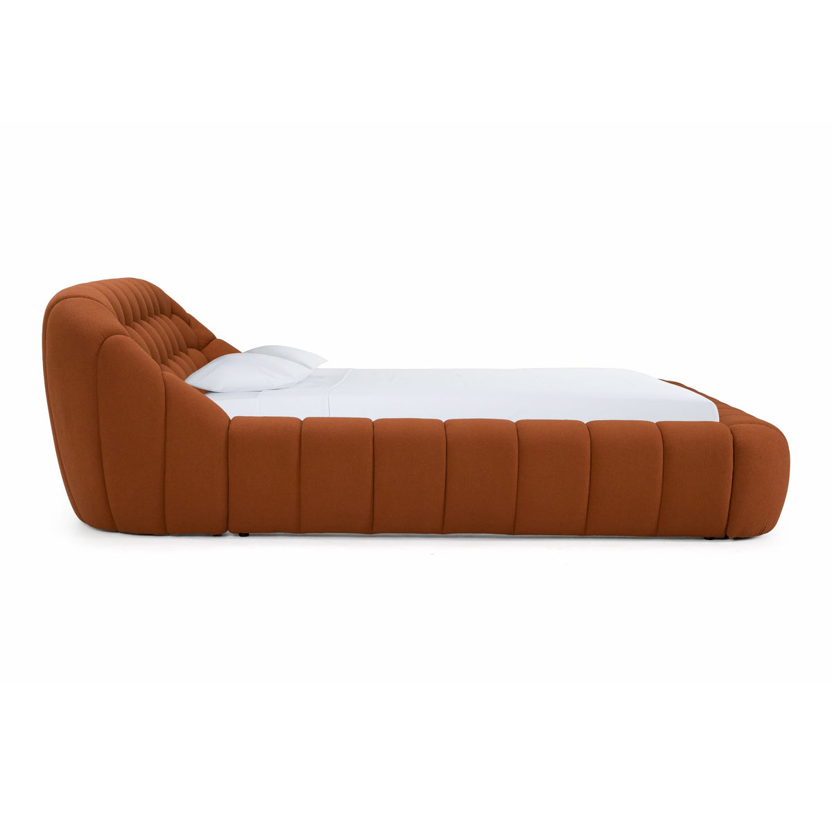 Orange Teddy Upholstered Bed, Hexagon Tufted Headboard Platform Bed