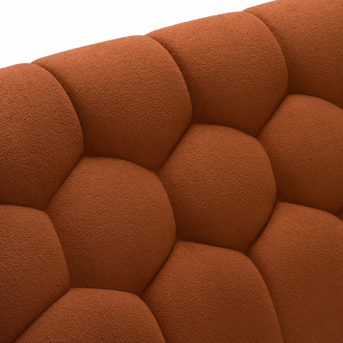 Orange Teddy Upholstered Bed, Hexagon Tufted Headboard Platform Bed