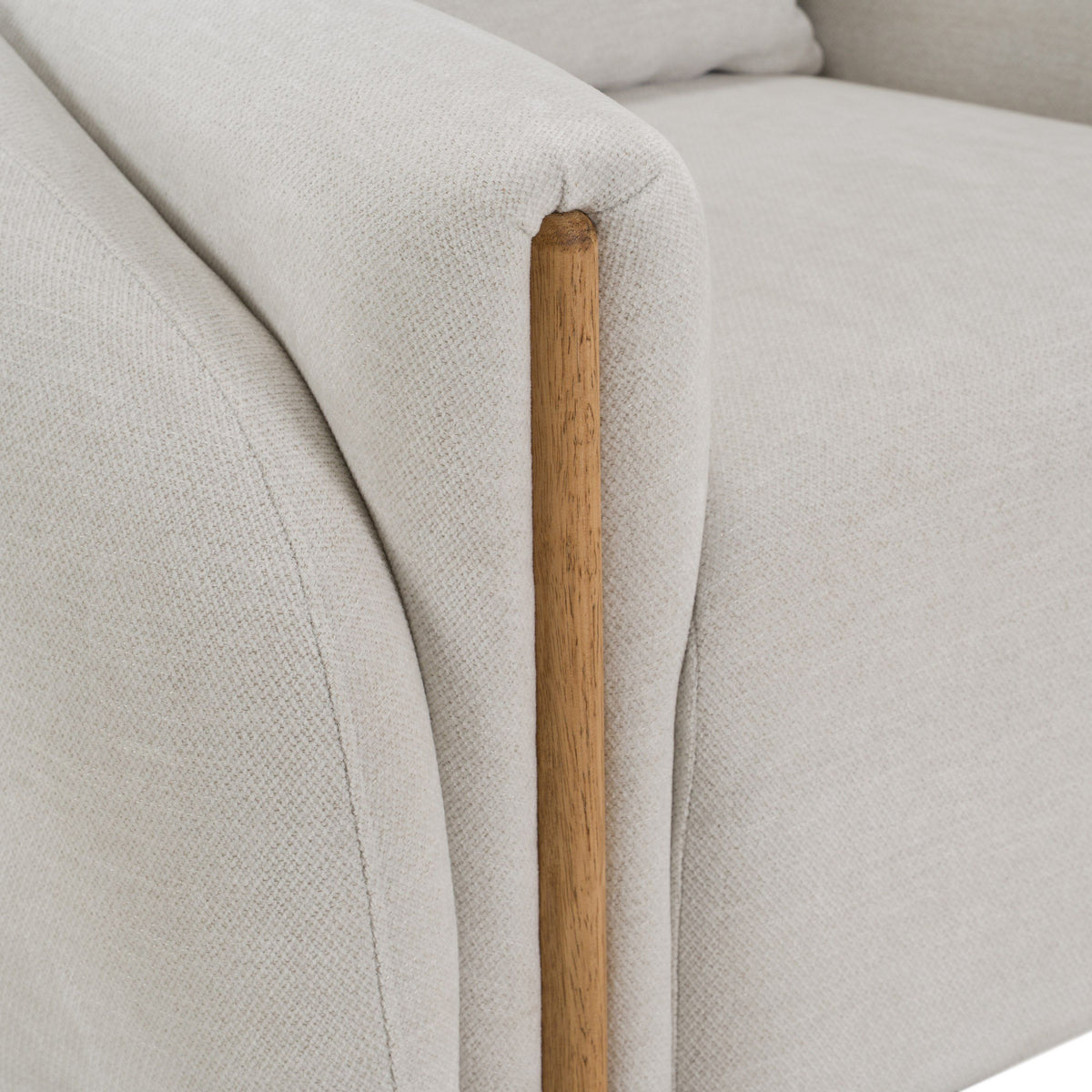 Beige Upholstered Accent Chair, Wide Square Arm Lounge Chair
