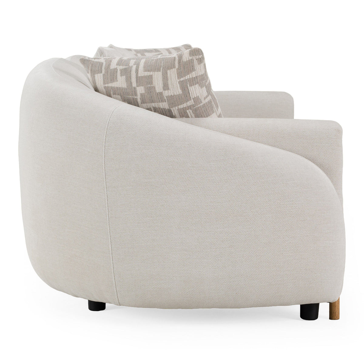 Beige Fabric Loveseat Sofa, Modern Square Arm Couch with Toss Pillows