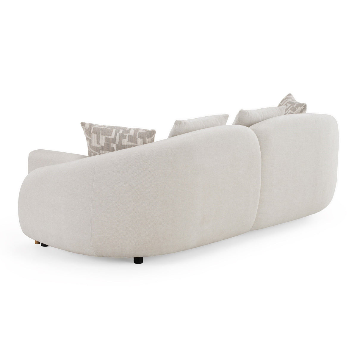 Beige Fabric Loveseat Sofa, Modern Square Arm Couch with Toss Pillows