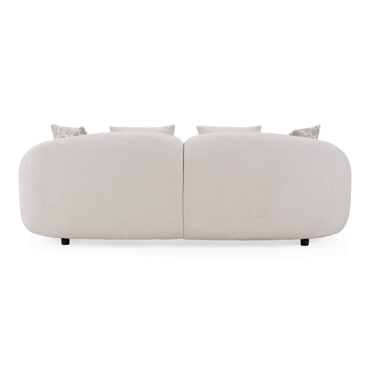 Beige Fabric Loveseat Sofa, Modern Square Arm Couch with Toss Pillows