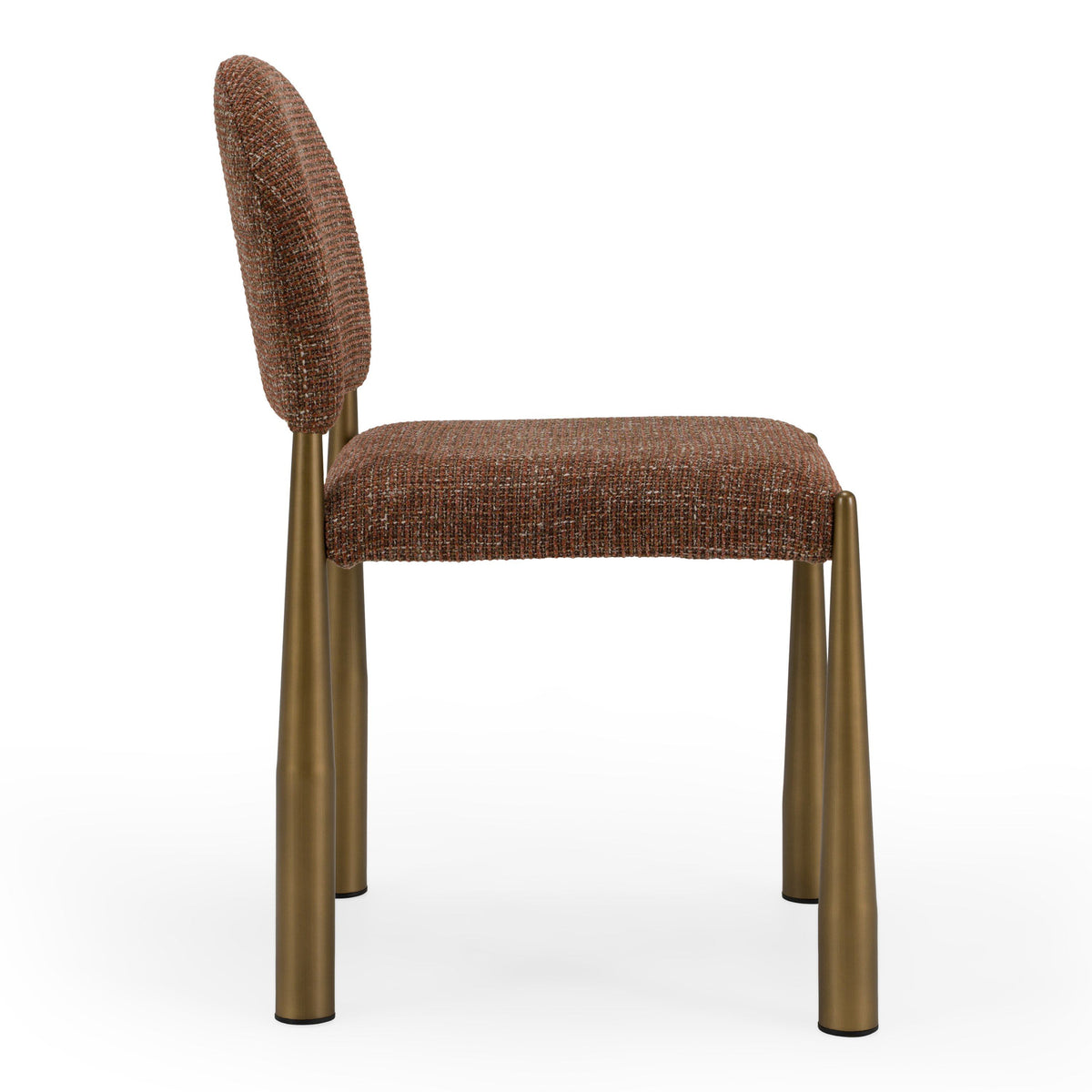Brick Red Upholstered Dining Chairs, Modern Brass Frame Side Chair Set