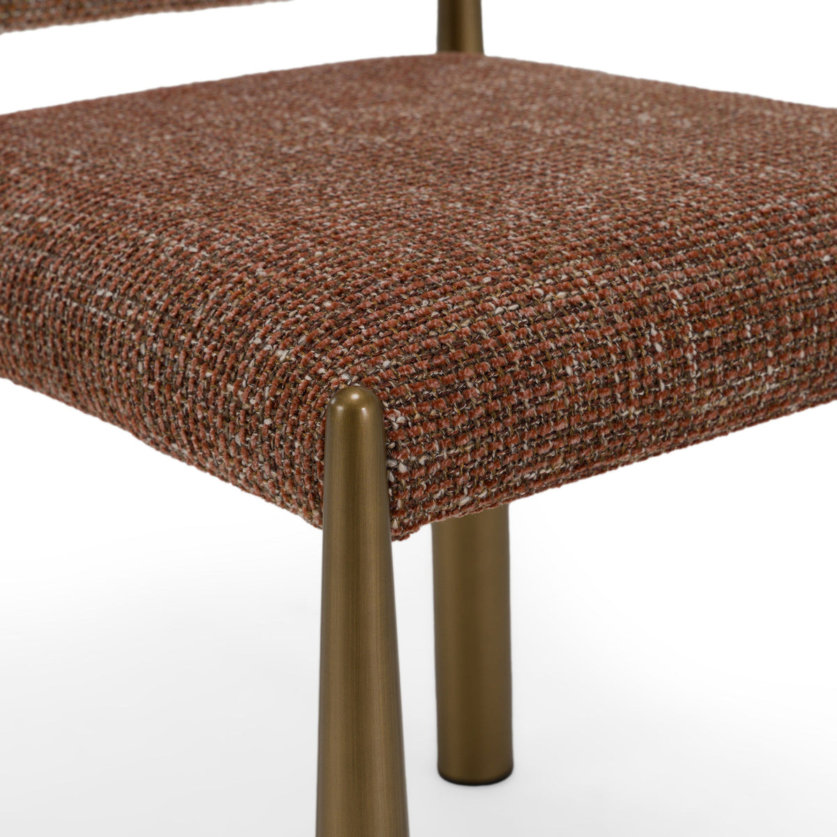Brick Red Upholstered Dining Chairs, Modern Brass Frame Side Chair Set